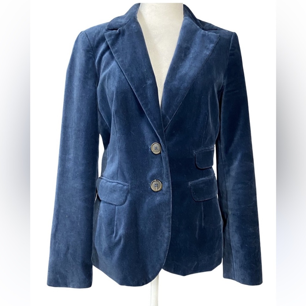 BODEN Velvet Blazer in Teal Blue size US 2 NWOT